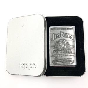 ■極美品■ZIPPO ジッポー　オイルライター　JIM BEAM ジムビーム　シルバーカラー　USA製　2000 XVI 点火可能　缶ケースあり