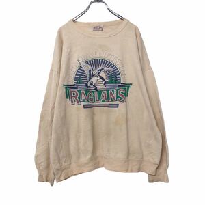 CANADIANOUTFITTERS RAGLANS プリント スウェットトレーナー M～ クリームイエロー 鳥 古着卸 アメリカ仕入 a507-5184