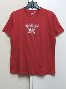 [送料無料](t23d4)Lバドワイザーbudweiserビールbeerブランドusaアメリカ輸入古着半袖プリントTシャツ両面12背番号酒