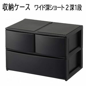 送料300円(税込)■lr735■(0619)サンカ ナチュラポスデコ 収納ケース ワイド深ショート2深1段 ブラック NPDW-BBK【シンオク】