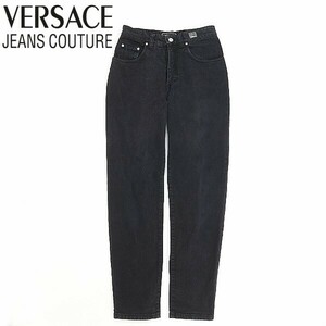 ◆VERSACE JEANS COUTURE ヴェルサーチ ジーンズ クチュール ストレッチ メデューサ金具 ブラック デニム パンツ ジーンズ 黒 30