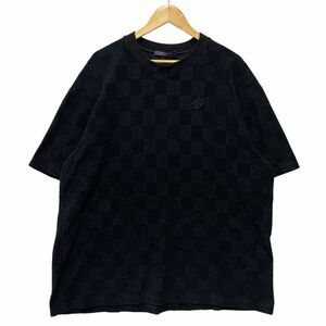 LOUIS VUITTON ルイ・ヴィトン 24AW 品番 HRY44W ダミエ フレンチテリーコットン 半袖Ｔシャツ ブラック サイズ5L 正規品 / 35221