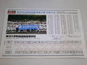 朝日新聞　特別記念号外　兵庫県限定配布 非売品　第97回全国高校野球選手権　兵庫大会 2015年7/11～29　東洋大学付属姫路高等学校