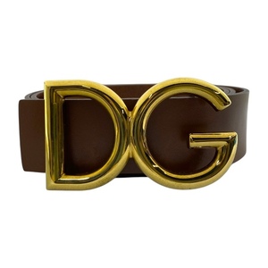 DOLCE&GABBANA ドルチェ&ガッバーナ ドルガバ ベルト アクセサリー 小物 DG ロゴバックル GP レザー ブラウン ゴールド (95/38)