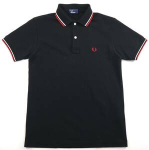 美品◆Fred Perry フレッドペリー ティップライン ポロシャツ/ブラック/F1102/半袖/Sサイズ