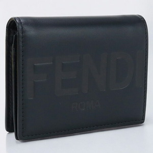 中古 フェンディ 二折財布小銭入付き レディース ブランド FENDI 二つ折り財布 レザー 8M0420 AAYZ ブラック 財布