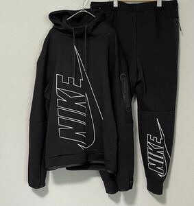 2XL 新品 NIKE ナイキ メンズ テックフリース パーカー スウェットパンツ ジョガー 上下 セットアップ スウェット グラフィック 黒 刺繍