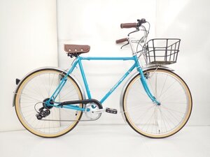 Crafted クロモリロード型シティサイクル プロムナード 完成車 26インチ 外装7段変速 前カゴ装備 配送/来店引取可 クラフテッド ◆ 701A4-6