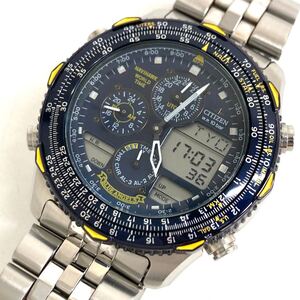 SH★ 1円スタート CITIZEN シチズン BLUE ANGELS ナビホーク ワールドタイム デジアナ C300-Q00842 中古 稼働品 現状渡し 箱、コマ類付き