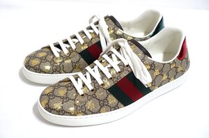 定価10.7万 新品未使用 GUCCI グッチ NEW ACE エース GGスプリーム BEE スニーカー 548950 レザー メンズ 8 1/2 シューズ 27-27.5cm位