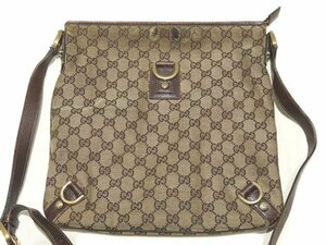 グッチ ショルダーバッグ 131326 ◆ GG柄 キャンバス ベージュ系 × レザー ブラウン系 ▼ GUCCI 斜め掛け 5J6DS