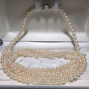 【ロング 約123.5cm】アコヤ真珠 6.0-6.5mm 干渉色 ホワイト ネックレス 本真珠 アクセサリー SILVER pearl あこや パール