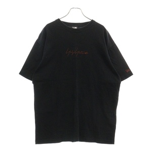 Yohji Yamamoto ヨウジヤマモト 19AW ×NEW ERA LOGO S/S TEE HC-T98-078 シグネチャー ロゴ 刺繍 半袖Tシャツ カットソー ブラック