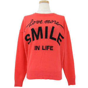 DIESEL ディーゼル ニット ウール カシミヤ レッド XS SMILE ビッグロゴ クルーネック 模様編み 長袖 トップス プルオーバー 秋冬