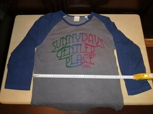 半袖Tシャツ 七分丈袖Tシャツ サイズ表記M グレー＆ネイビー トップスSUNNY DAYS GENTLER PLACE1968 Tシャツ