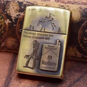 1円 マルボロ Marlboro Zippo 真鍮製 ライター ジッポー 立体感 zippo オイルライター 新品 喫煙グッズ