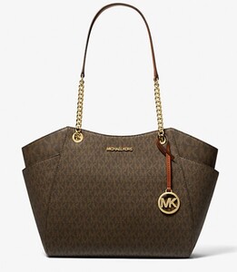 秋冬新作デザイン!!　MICHAEL KORS Jet Set Large Signature Logo Shoulder Bag　ロサンゼルスから本物をお届けします!!