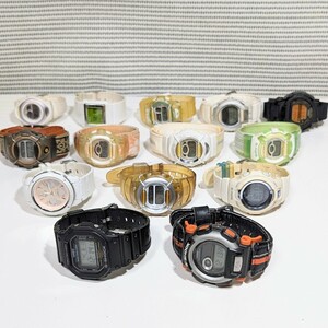 1円 CASIO G-SHOCK Baby-G カシオ Gショック ベビーG 14点まとめ 全て稼働品 G-SHOCK DW-5600E アナデジBGA-152 キティちゃんBG-380 ほか