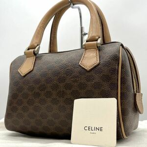 2383【極希少・最高峰】CELINE セリーヌ ハンドバッグ ミニボストンバッグ ポーチ マカダム柄 総柄 ロゴ ゴールド金具 PVC レザー 本革