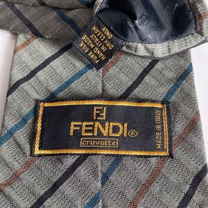 FENDI(フェンディ)ダークグリーン三色ストライプネクタイ