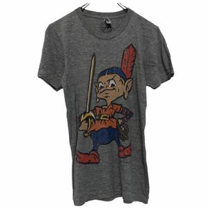 半袖 プリントTシャツ XS ライトグレー ブラック オレンジ ブルー 人 グローブ 剣 古着卸 アメリカ仕入 a508-5194