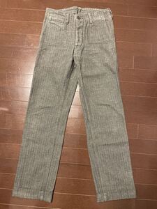 スカルジーンズ　skull jeans スラックス　チノパン　ヘリンボーン　グレー　裾 W W29 中古　古着　美品　レーターパックプラス　600