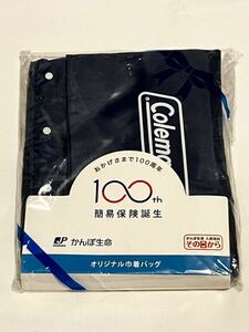 新品☆コールマン/Coleman☆オリジナル巾着　バッグ　エコバッグ　ドット柄　非売品　かんぽ生命