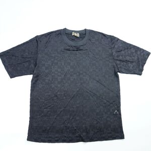 90s イタリア製 FENDI フェンディ ジーンズ 総柄 ロゴ シースルー メッシュ 半袖Tシャツ カットソー 黒 メンズ