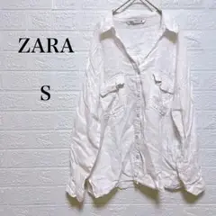 【ザラ】シャツ S 小さいサイズ リネン100 レディース シンプル ゆったり