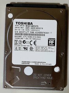 4195 2.5インチ内蔵SATAハードディスク 9.5mm 750GB 東芝 MQ01ABD075 5400rpm 正常 37476時間 NEC LaVie 2012年10月モデル Windows8入り