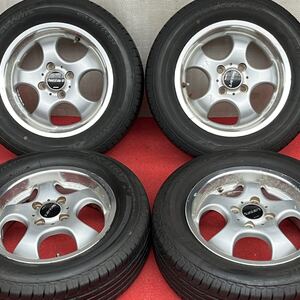 希少！ 65%溝有。WORK Nezart ワーク ネッツァルト 14インチ× 5J＋42 4穴 PCD100ハブ径60㎜ BRIDGESTONE NEXTRY 185/65R14ラジアル4本