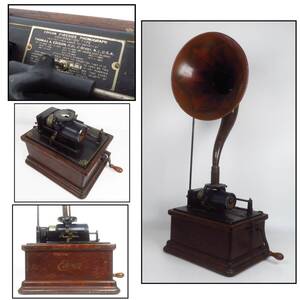 【SAKURAYA】大珍品 コレクター所蔵品【STERLING BABY ホーンスピーカー＆ EDISON FIRESIDE PHONOGRAPH MODEL A エジソン 蝋管蓄音機】