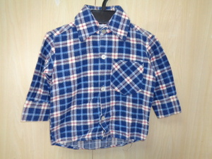 572◆Action DUDS ユーゴスラビア製 チェック フランネルシャツ キッズ◆size2T 子供服 紺色 ポリコットン 輸入古着 ゆうパケット発送5H 