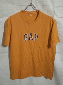 メンズ pk473 GAP ギャップ ロゴ ワッペン 半袖Tシャツ L マスタード からし色系