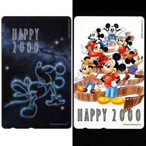 テレホンカード ディズニー お正月テレカ 2000年 A Happy New Year ミッキーマウス Mickey Mouse 2枚セット 未使用