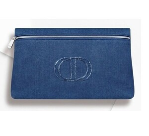 【CU】DIOR　ディオール フラット コスメポーチ　化粧クラッチバッグ　ビューティ　デニム　dior-pouch-denim【新品/未使用/正規品】