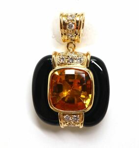 ソ付!!良品!!《K18 天然シトリン/天然ダイヤモンドペンダントトップ》O 7.7g 3.73ct 0.29ct jewelry diamond pendant ジュエリー EG3/EG3