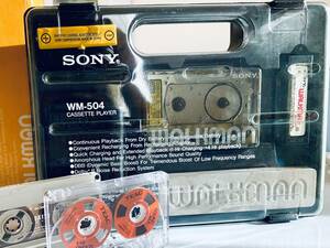 送料無料　売り切り　SONY WALKMAN WM-504 元箱　ケース　通電確認　内部綺麗　ソニー　ウォークマン　スケルトン