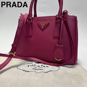 h44【極美品】プラダ　PRADA　スモール　ガレリア　サフィアーノレザー　2way ショルダーバッグ　ハンドバッグ　トート　1BA896