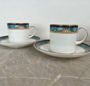 廃盤　WEDGWOOD CURZON ウェッジウッド　デミタスカップ&ソーサー4客セット　コーヒーカップ　 ティーカップ 金彩 ペア