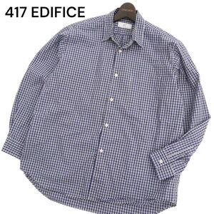 417 EDIFICE エディフィス 通年 長袖 チェック★ ゆったり ビッグシルエット シャツ Sz.L　メンズ　C4T02978_4#C