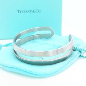 【送料無料】極希少 美品 Tiffany&Co. ティファニー オープン カフ スチール バングル STEEL パロマピカソ メンズ レディース ET19