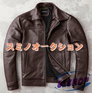 高品質 牛革 本革 レザージャケット シングルライダース 革ジャン カウハイド 機関車 バイクレザー メンズファッション S～5XL