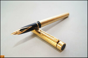 1609-シェーファー◆万年筆 14K ペン先 585 GOLD ELECTROPLATED 網目模様 文房具 筆記用具 USA製 SHEAFFER