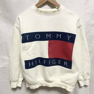 VINTAGE TOMMY HILFIGER トミーヒルフィガー スウェット フラッグ M ホワイト