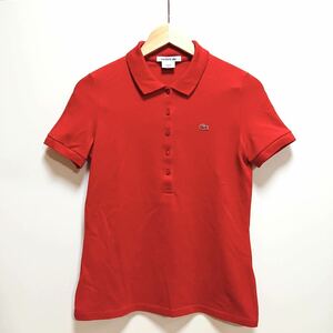 H9877gg LACOSTE ラコステ サイズ38（M位） 半袖ポロシャツ 鹿の子 レッド レディース ゴルフ スポーツ ロゴ シンプル カジュアル おしゃれ