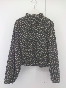 ◇ ZARA ザラ 花柄 バックジップ 長袖 シャツ サイズEUR M USA M MEX 28 ブラック アイボリー グリーン系 レディース P