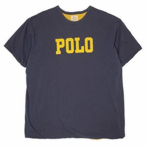 ポロラルフローレン POLO RALPH LAUREN ダブルフェイス Tシャツ リバーシブル 珍品 ヴィンテージ (-2361) ネイビー×イエロー XL