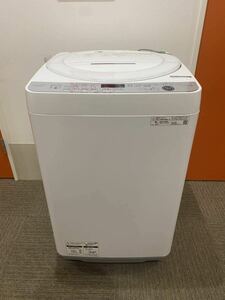 【Y021】引取り可能 東京都 全自動洗濯機 SHARP ES-GE7E 2021年製 7kg 防菌 ステンレス穴なし シャープ ホース付き 現状品