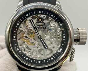 INVICTA インビクタ RUSSIAN DIVER ロシア ダイバー 1088 手巻き 腕時計 シルバー ブラック ☆良品☆[77-1026-2E4]